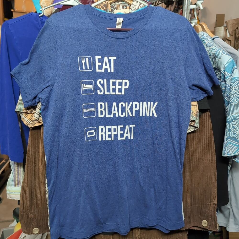 KPop Shirt "Eat Sleep Blackpink Repeat" Size L Large Blue K Pop